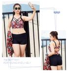 style bikini three-piece swimsuit female blouse sunscreen gather Korean version