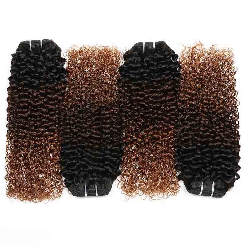 #T1B/4/30 Kinky Curly Remy Human Hair Bundles Sew In Weave Bundles Brazilian Bundle Deals