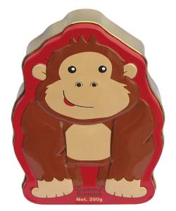 Quality Candy Cute Food Grade Tin Containers Tinplate Orangutan Shape wholesale