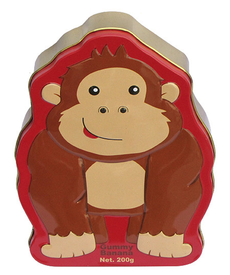 Candy Cute Food Grade Tin Containers Tinplate Orangutan Shape