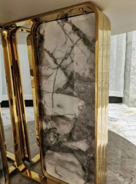 Polished Arabescato White Italian Marble Slab for Modern Wall and Round Dining Table