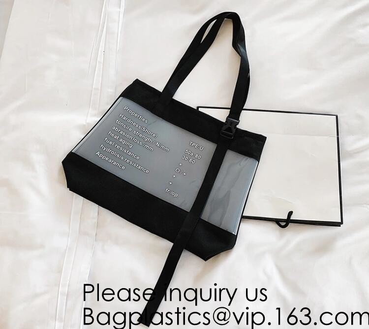 Manufacturer Custom Logo Transparent Clear PVC Plastic Portable Packaging Promotional Gifts Shopping Tote Bag, bagease