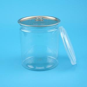 Quality Food Grade Material Clear Plastic Jars With Aluminium Cover Water Resistance wholesale