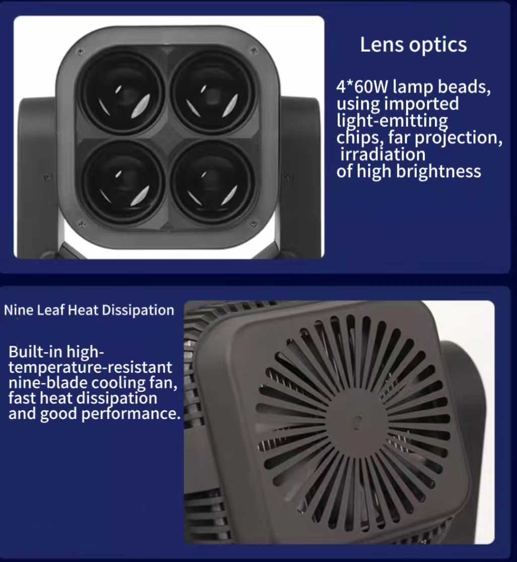 4X60W RGBW 4in1 Zoom LED Beam Washer Moving Head Stage Light with LitePro DLX Layout