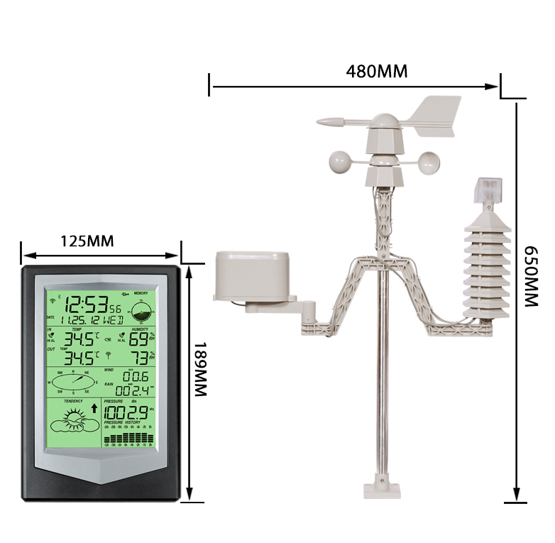 Supported Outdoor Solar Weather Station With WIFI Temperature And Humidity Sensor