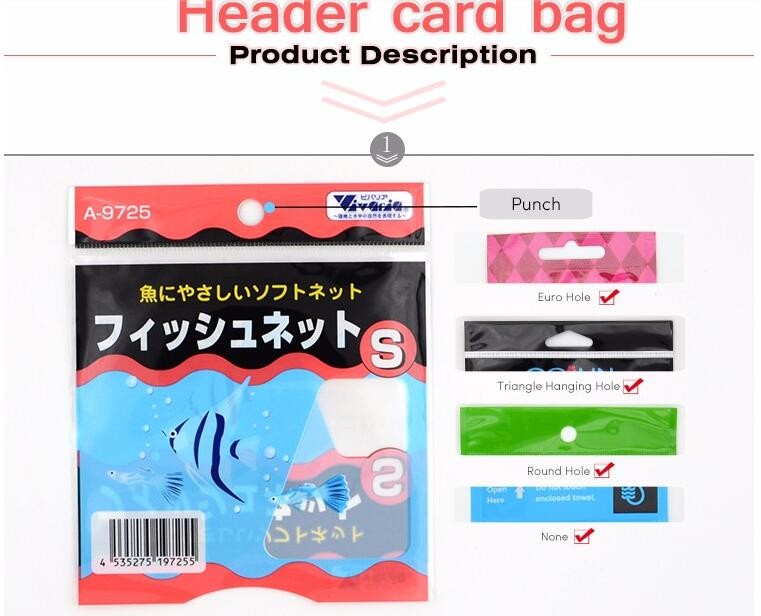 custom logo printed opp self-sealing plastic bags for Brush packing with Header and hanger