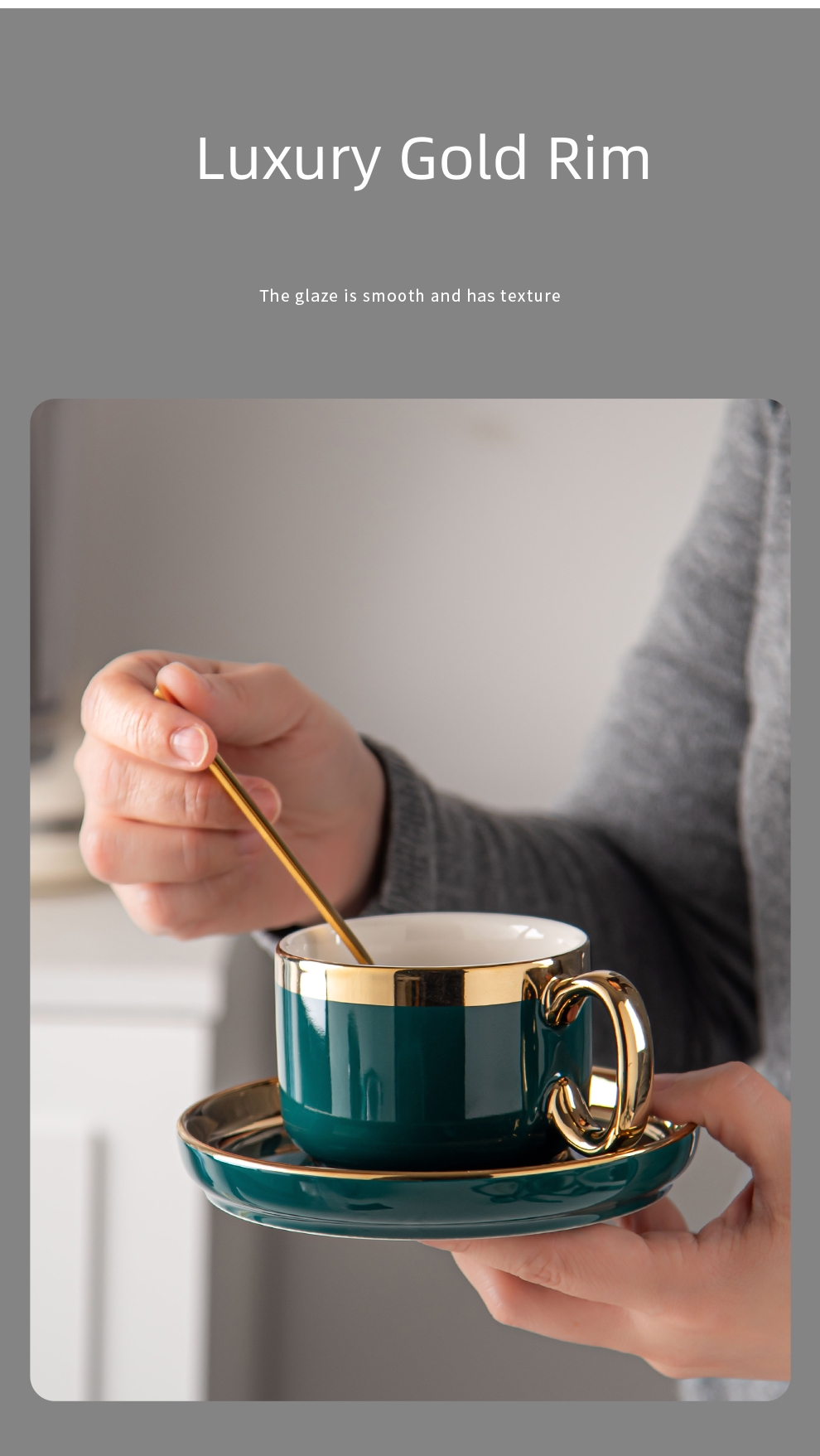 Luxurious Gold Rim Ceramic Tableware Set For Christmas Elegant Tea Cup And Coffee Mug