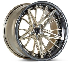 Quality Multi Spokes Alu Alloy 3 Piece Forged Rims Golden Black wholesale