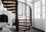 Indoor Carbon Steel Spiral Staircase Wood Treads Low Maintenance Cost