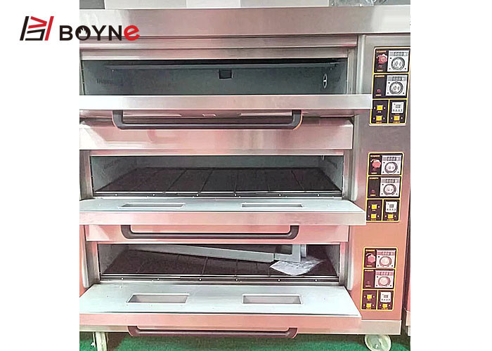 Gas Three Deck Three Tray Baking Oven Stainless Steel for Bread Shop