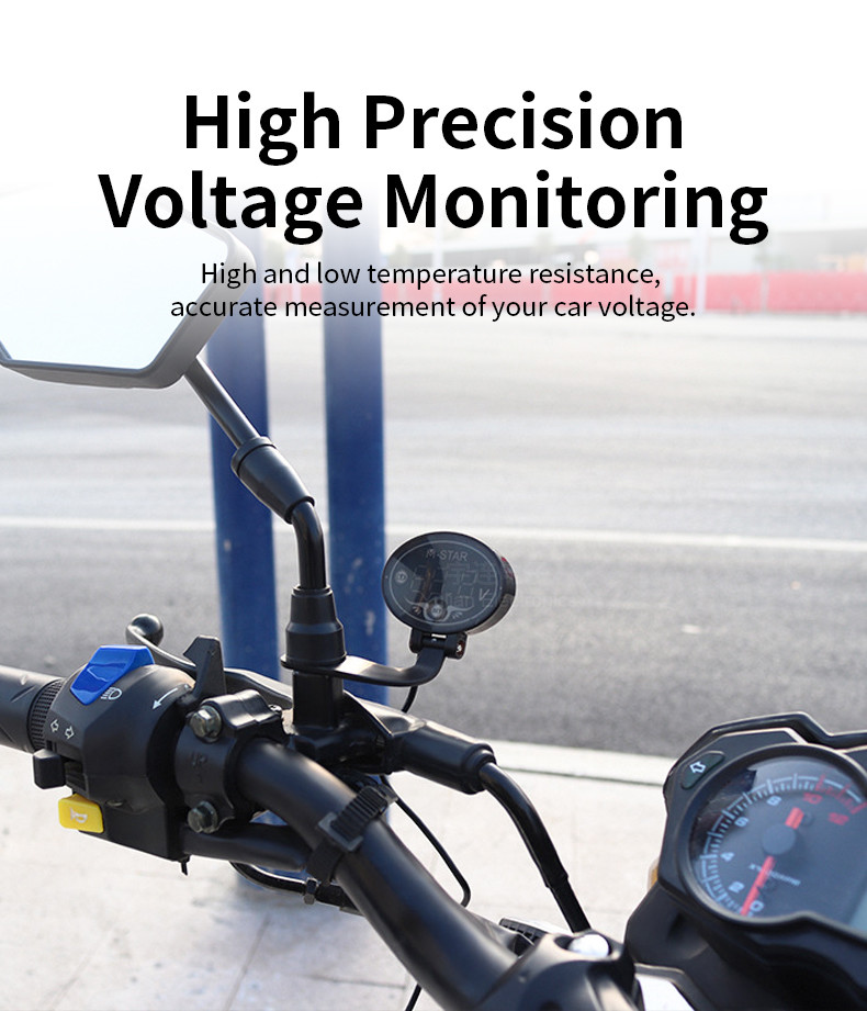 Waterproof 9V-24V LED Motorcycle Volt Meter Multifunction Yulian