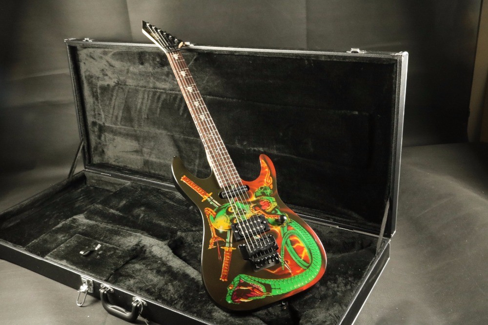 Hot popular skull inlay skull snake body top quality floydrose tremolo Electric guitar Guitarra black hardware electric