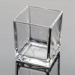 4x4 Inch Pressed Decorative Square Glass Vases Crystal Clear Glass Centerpiece