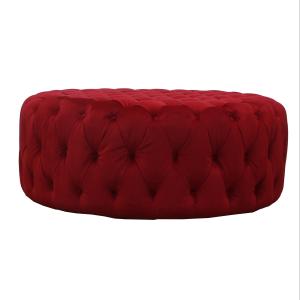 Quality Red Round Ottoman Footstools Velvet Tufted Button Coffee Table With Different Colors wholesale