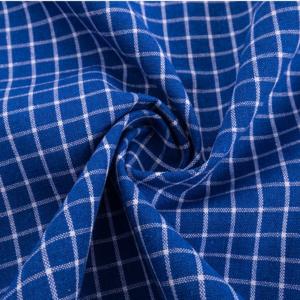 Quality Shirt 100D Blue Gingham Cotton Fabric By The Yard 300GSM 50*50 Count wholesale