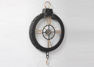 Quality Industrial 3D Ring Hanging Oversized Black Metal Wall Clock wholesale