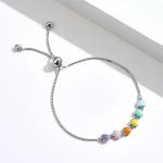 0.14oz 8.3in Sterling Silver Slider Bracelets 5A CZ Silver Ball Slider Bracelet