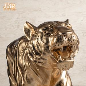 Quality Lifesize Resin Tiger Statue Golden Fiberglass Animal Figurine Indoor Decoration wholesale