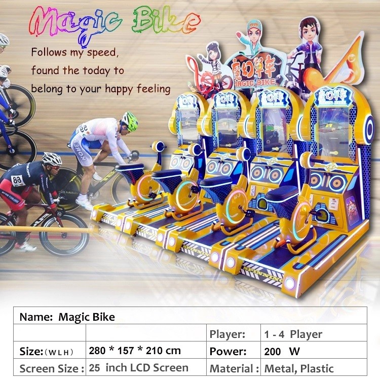 Wooden Material Kids Arcade Machine Magic Bicycle Bike Racing Simulator