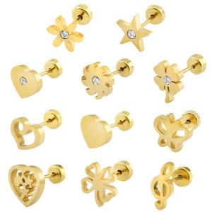 Quality Cute Baby Stud Earrings 19 Styls Baby Girl Earrings High Quality Surgical Steel Kid Studs Body Jewelry Pendientes Hombre wholesale