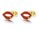 Red Diamond Stainless Steel Earring Beautiful Lip Shape Earring Jewelry