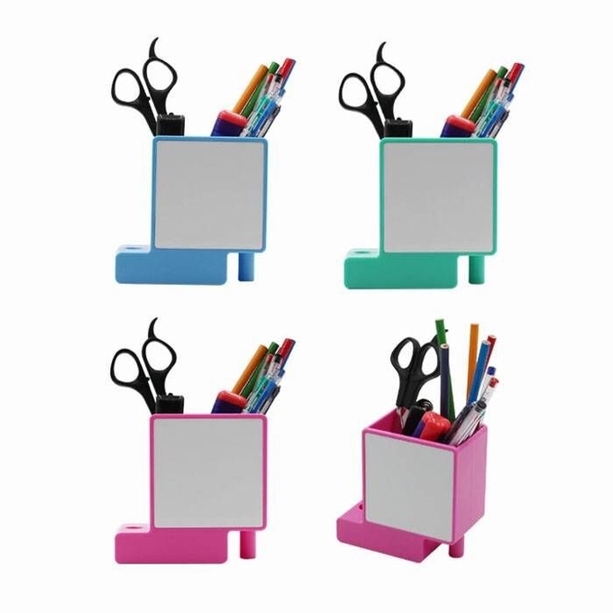 Custom Blank Plastic Sublimation Pen Holder With Metal Insert Sublimatio Pencil Vase