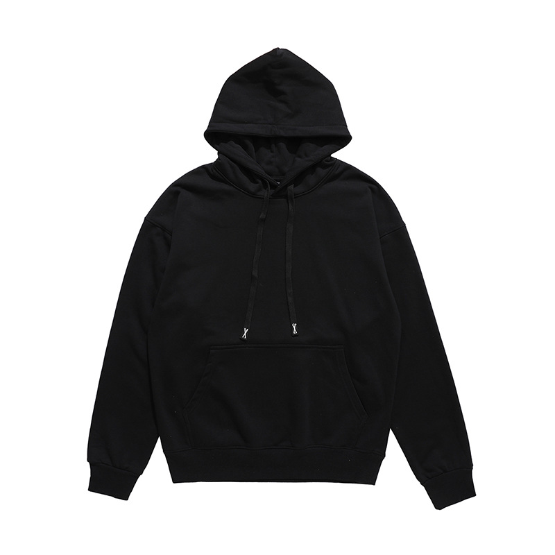 Autumn-Winter Men's Heavy Cotton Hoodie Breathable Pullover with Plain Dyed Technique