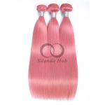 Pink Straight Remy Human Hair Bundles Sew In Weave Bundles Brazilian Bundle