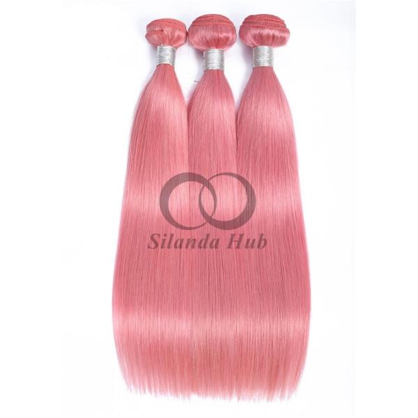 Pink Straight Remy Human Hair Bundles Sew In Weave Bundles Brazilian Bundle