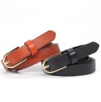 105cm Womens Genuine Leather Belt Buckle Embossing Wave Pattern