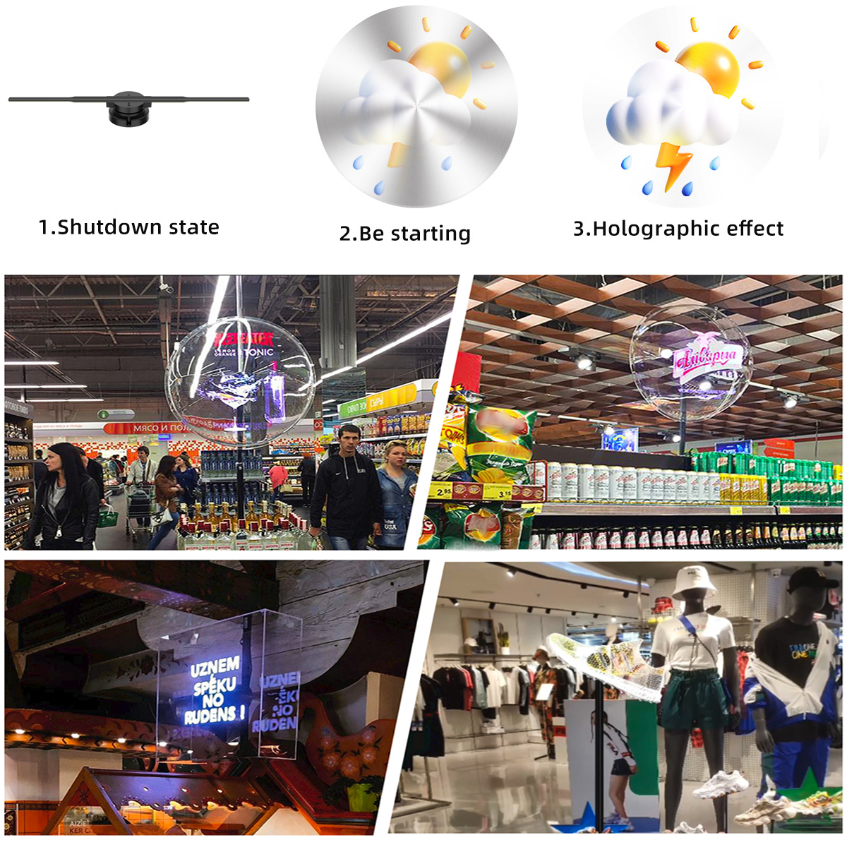 50cm 65cm 70cm 100cm LED Fan 3D Holographic Advertising Fan Hologram Projector Display