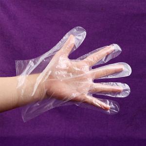 Quality Good Elastic Clear Eco Friendly Disposable Gloves / Transparent Pe Gloves For Fast Food wholesale