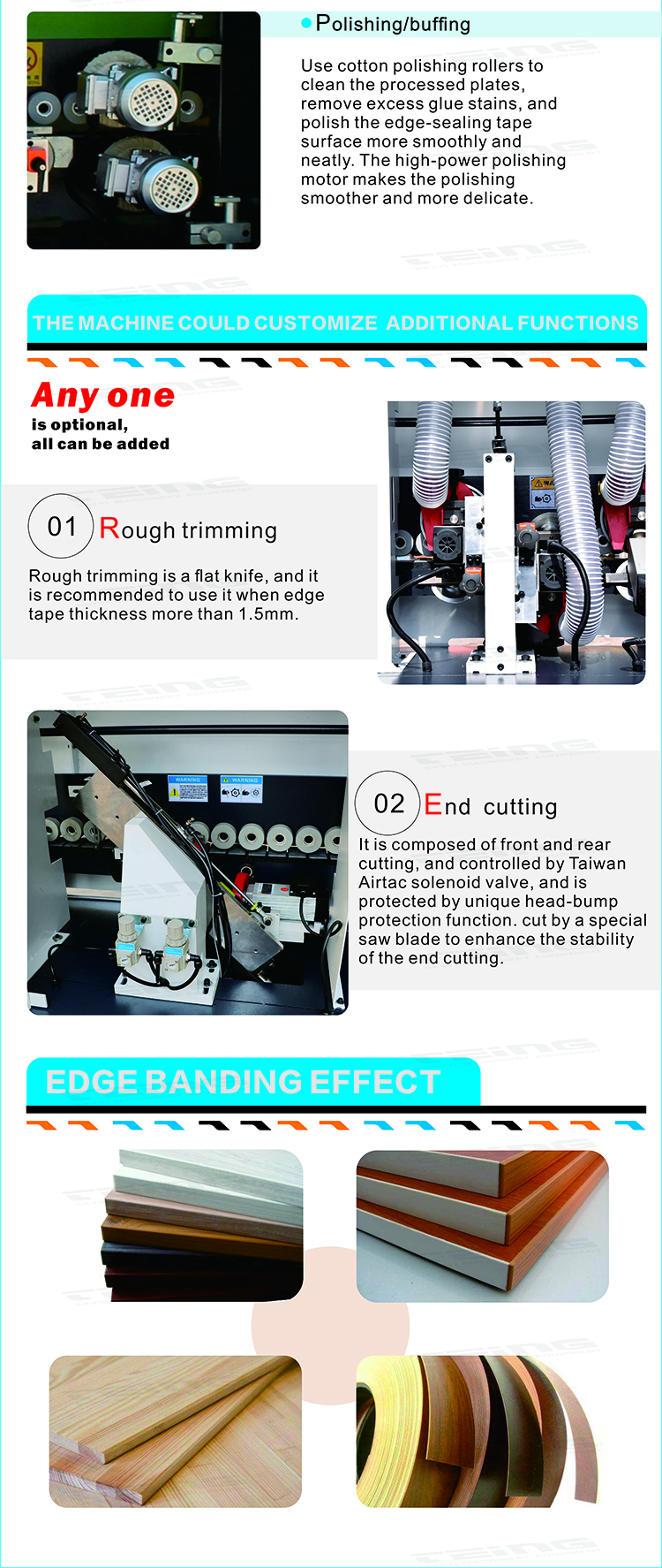 Semi Automatic Edge Banding Machine SKY300 for Woodworking Machinery 3000x900x1600mm