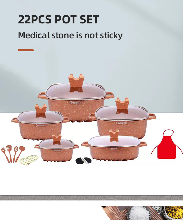 Wholesale Hot Selling White Kitchen Cooking Square Pot Sets Aluminum Non-Stick Cookware Pot Sets