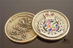 Iron Custom Challenge Coins Antique Gold Crown And Animal Coins With Velvet