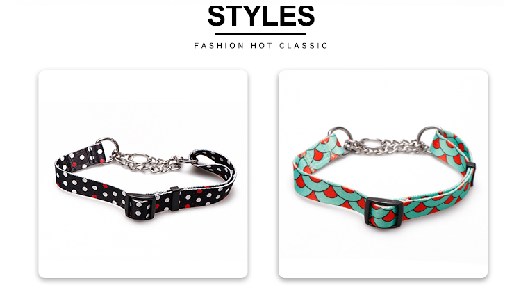 Polyester Personalized Pet Collars Adjustable Buckle Chain Pet Dog Collar