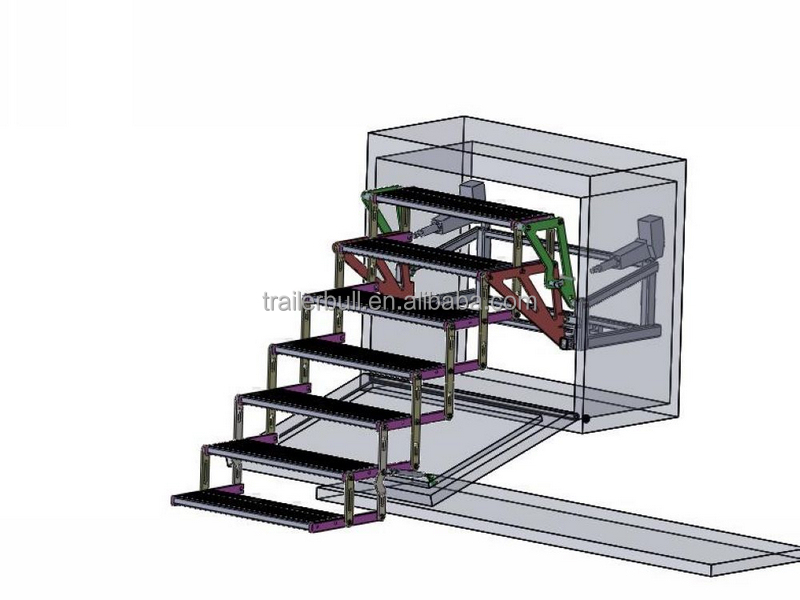 DIY Overland Expedition RVs 7 Steps 1700mm Floor Height Swing Stairs with 70W Motor