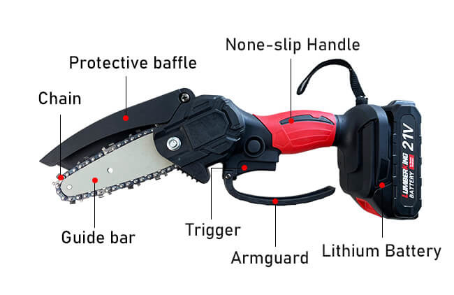 Portable Cordless Garden Woodworking Chainsaw Handheld Courtyard 4 Inch Chainsaw