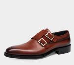 Duoble monkstrap patina hand made fully leather shoes for men