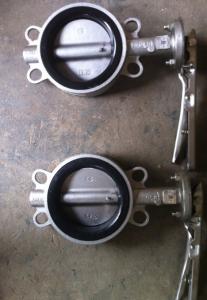 Quality 80mm PN16 PTFE Lined Wafer Handle Operated Centerline Butterfly Valves wholesale