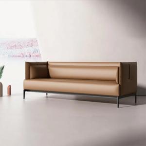 Quality Sponges Filler Office Leather Sofa Set Brown Color Durability For Apartment wholesale