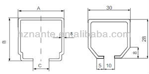 C32 Festoon Trolley for flat Cable Carrier 4m Or 6m Length 32mm*30mm*1.5mm
