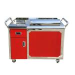 GREENARK TO29 Stainless Steel Red Mobile Teppanyaki Grill Table - Electromagneti