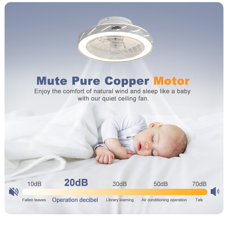 Bedroom Lighting Solution 220V Smart Remote Ceiling Fan with Hidden Blades by 1stshine