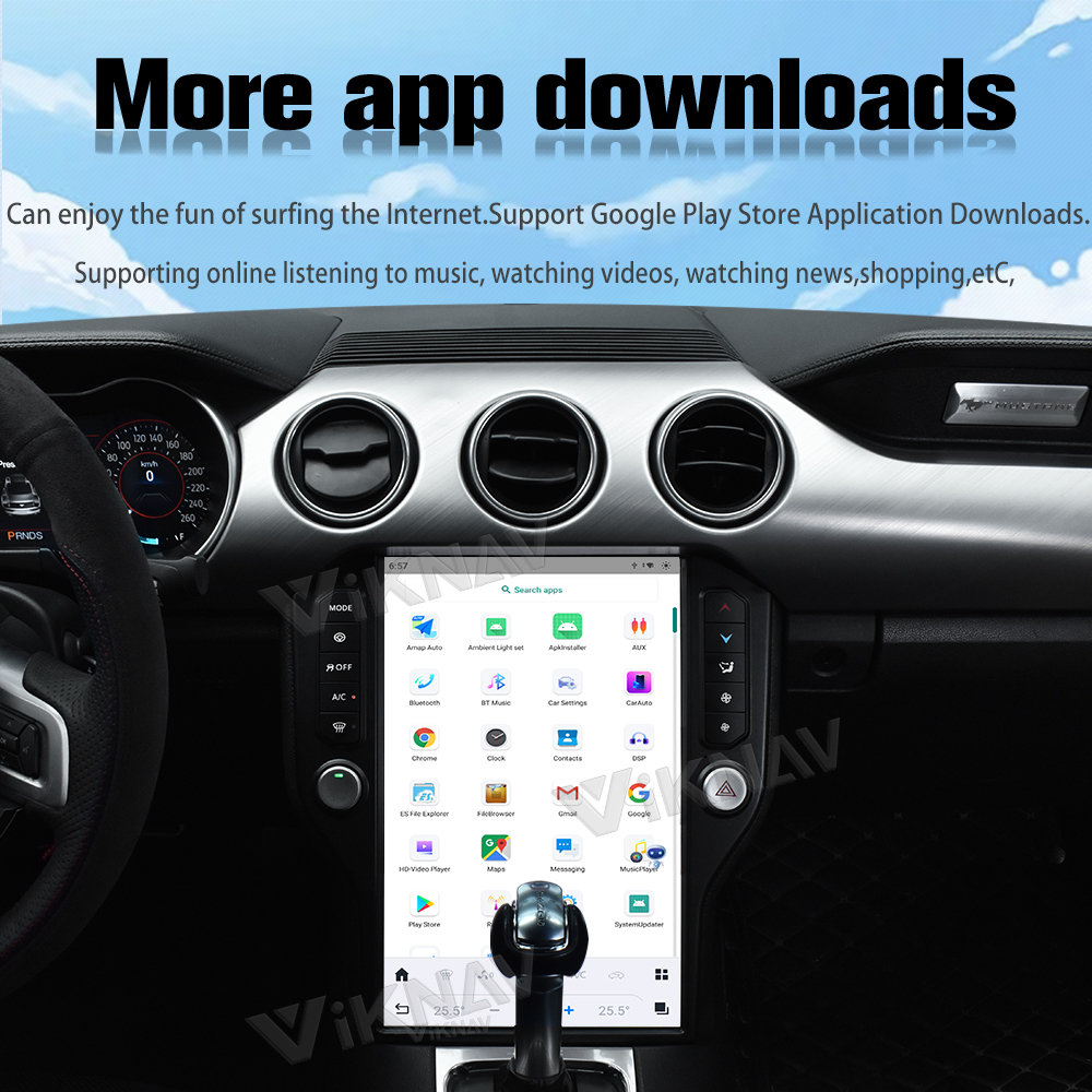 Viknav Car Radio For Ford Mustang (2015-2022) 14.4 inch Upgrade CarPlay Screen Android 13 Auto Head Unit GPS Navigation