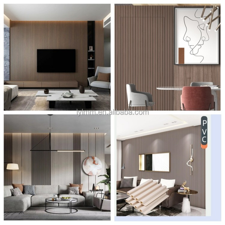 Modern WPC Laminated Fluted Flat Wall Solid Panel for Indoor Interior Decoration Fence