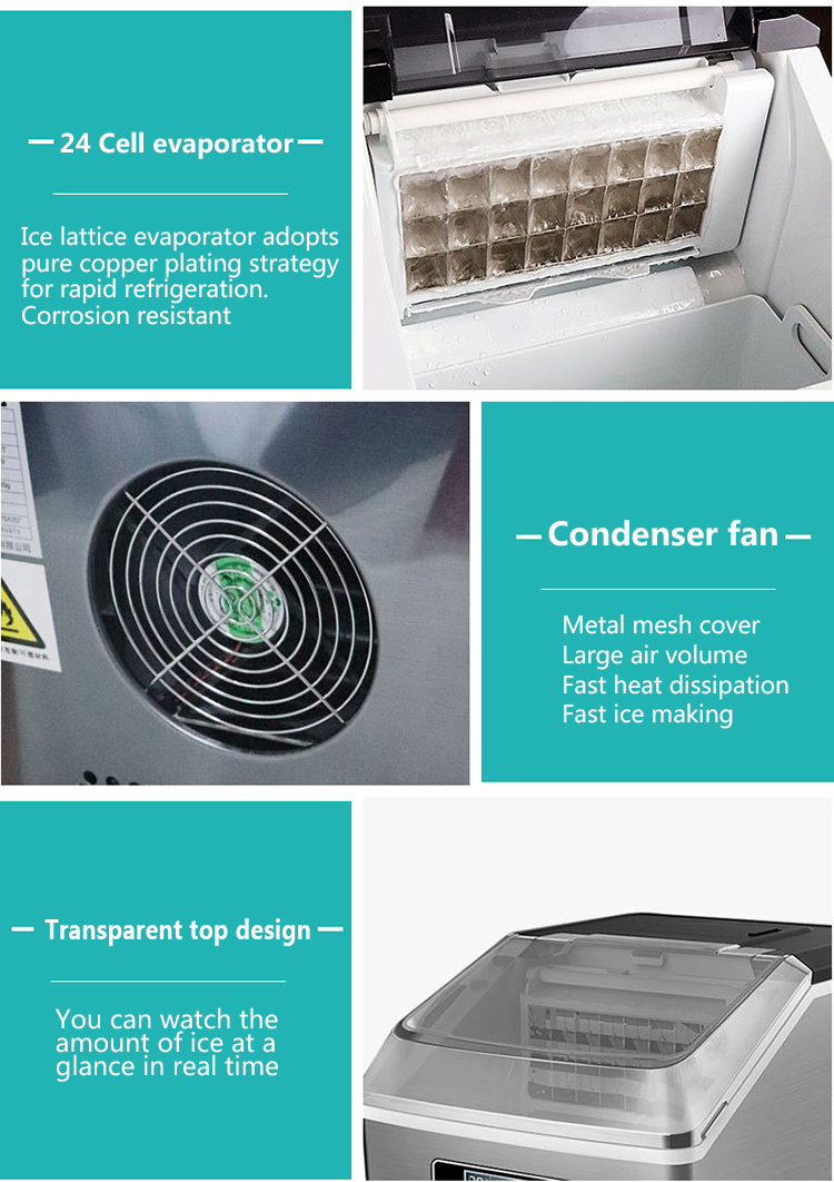 25kg Automatic Home Cube Ice Small Mini Portable Countertop Ice Maker Machine for Tap Water Or Bottled Water Business