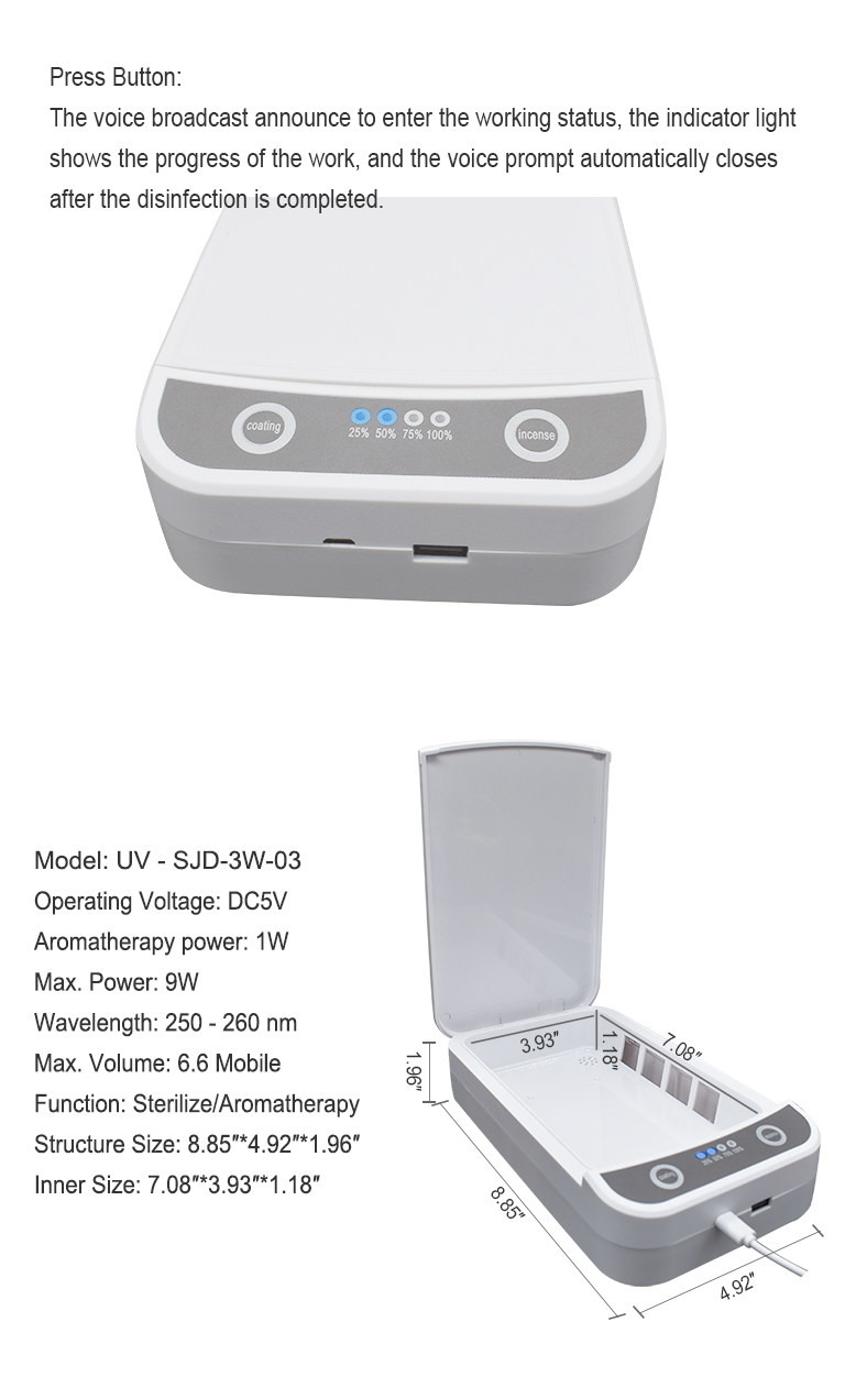 3W UV Disinfection Products Phone Watch Jewelry Toys Glasses Keys Stelirization Box