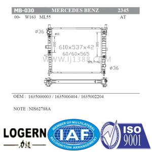 Quality Dpi 2345 MERCEDES BENZ Radiator For W163/Ml55'00-03 /Ml350'00 Long Using Life wholesale