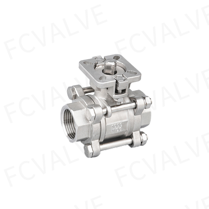 Stainless Steel Gland 3PC High Plateform Ball Valve with Female Thread